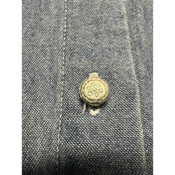 Vintage Women’s Denim Button Down Shirt Size 18 Embroidered Floral Cottage 90s - Picture 4 of 13